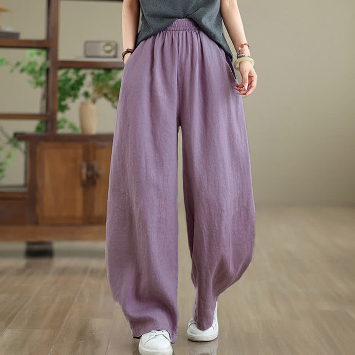 Buddha Stonesカジュアル 無地 コットン レディース ワイドレッグパンツ ポケット付き - image 5