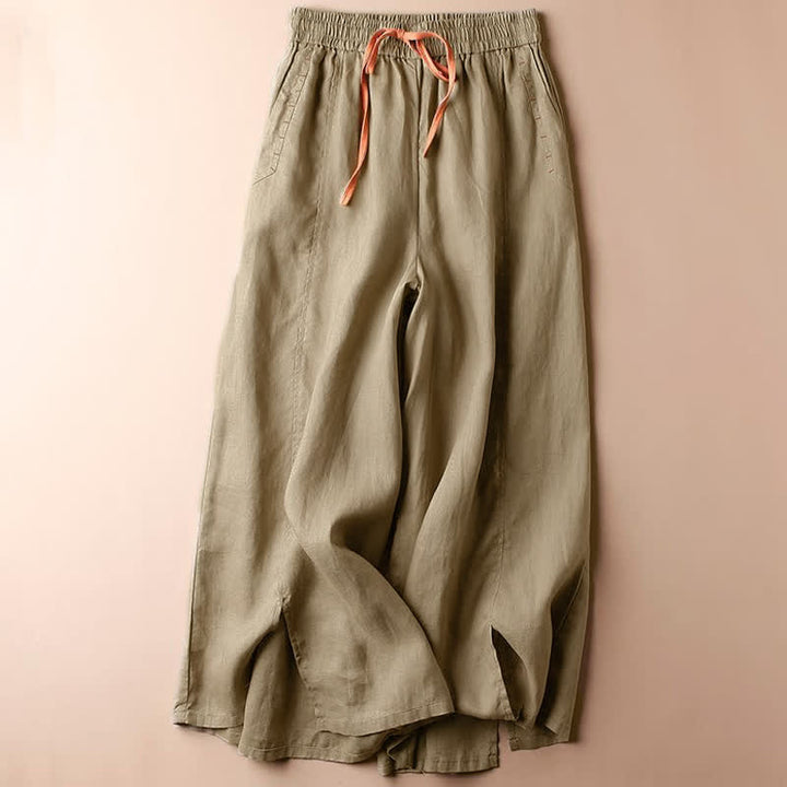 Buddha Stonesカジュアル スリット裾 レディース 7-8丈 ワイドレッグパンツ ポケット付き - バーリーウッド - US8-10，UK/AU12-14，EU40-42 (2XL) - image 7