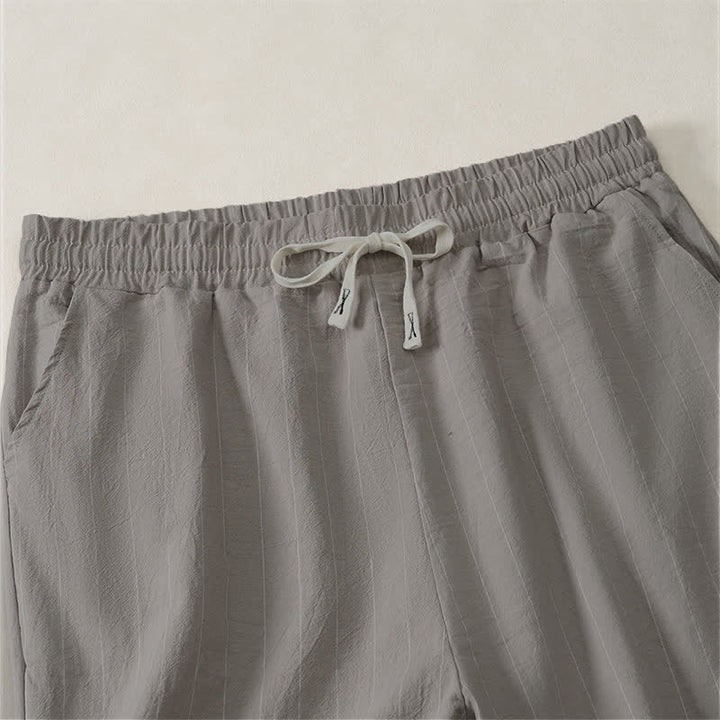 Buddha Stones 夏用カジュアルドローストリングストライプ柄メンズショートパンツ（ポケット付き） - image 16