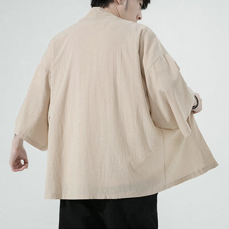 Buddha Stones 夏向けカジュアルミニマリスト無地メンズ着物 - image 8