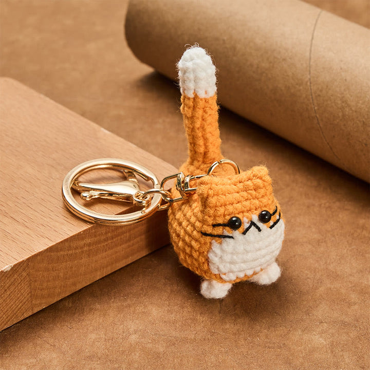 Buddha Stones 手編みのかわいい猫のバッグチャーム、柔らかなキーホルダー - image 2