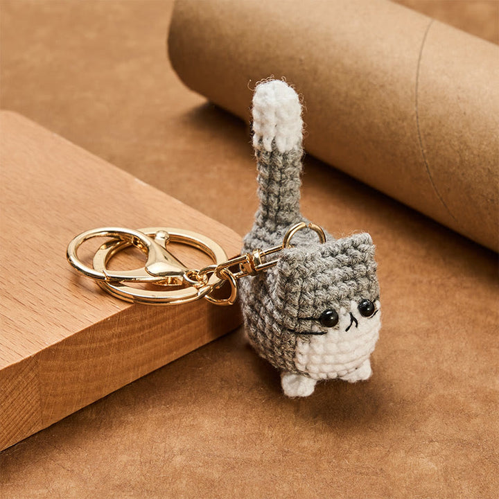 Buddha Stones 手編みのかわいい猫のバッグチャーム、柔らかなキーホルダー - image 7