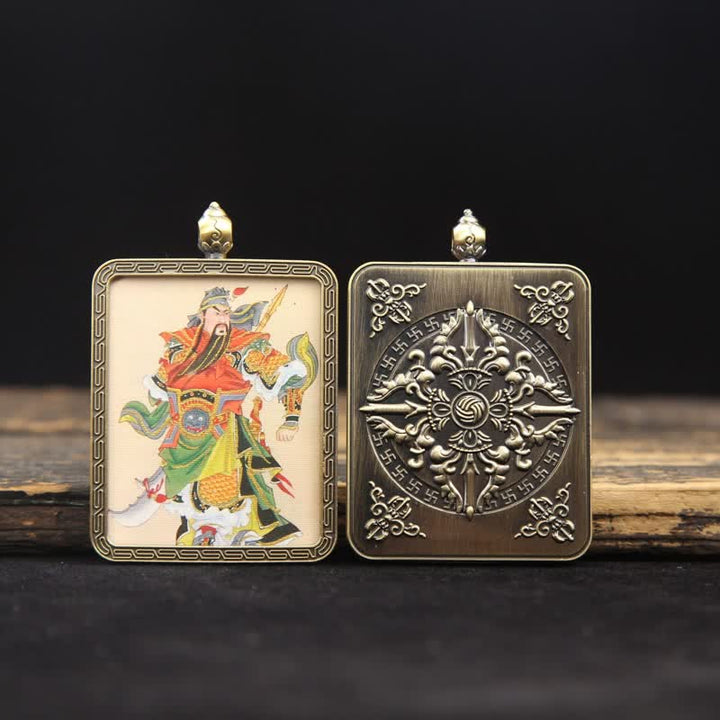 Buddha Stones 銅製の関羽護符編みタッセル付きタンカネックレス - image 24