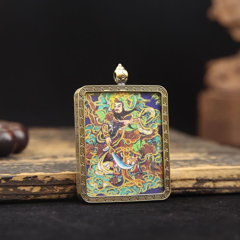 Buddha Stones 銅製の関羽護符編みタッセル付きタンカネックレス - image 20