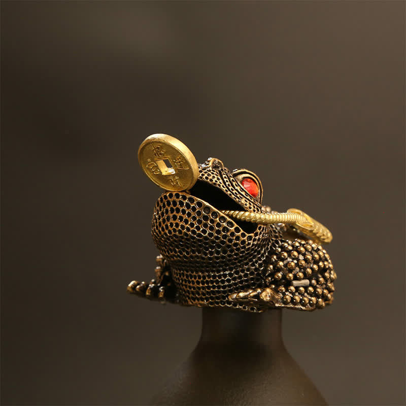 Buddha Stones 真鍮製の三本足の金運カエル（富と幸運繁栄のシンボル） - image 2