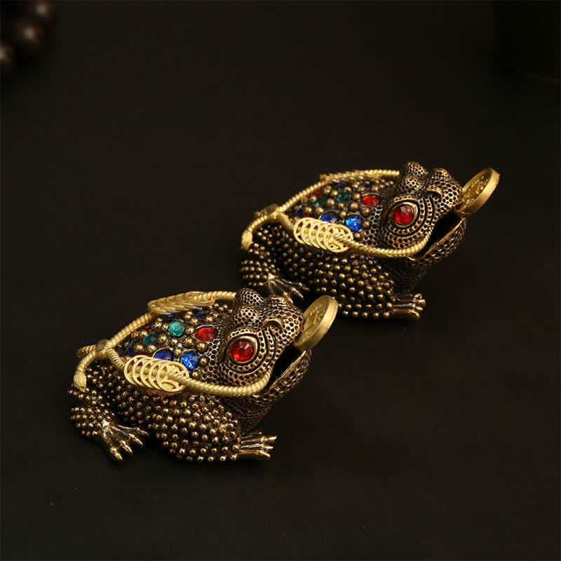 Buddha Stones 真鍮製の三本足の金運カエル（富と幸運繁栄のシンボル） - image 14