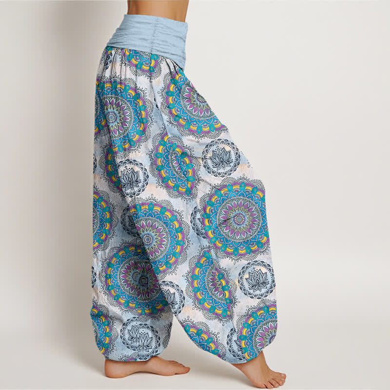 Buddha Stones コットン素材のボヘミアンマンダラ柄レディースゴムウエストハーレムパンツ - image 6