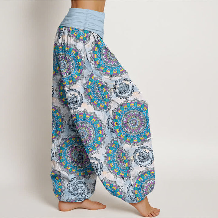 Buddha Stones コットン素材のボヘミアンマンダラ柄レディースゴムウエストハーレムパンツ - image 6