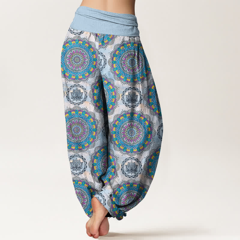 Buddha Stones コットン素材のボヘミアンマンダラ柄レディースゴムウエストハーレムパンツ - image 7