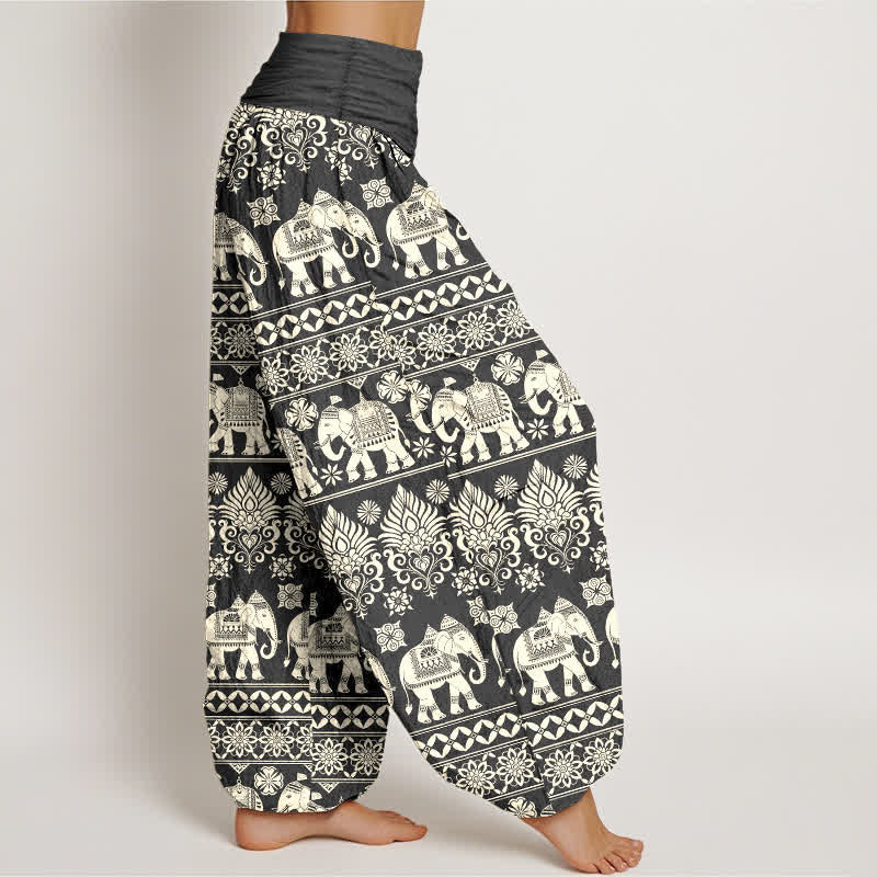 Buddha Stones コットンエレファント トライバルストライプ柄 レディース ゴムウエスト ハーレムパンツ - image 6