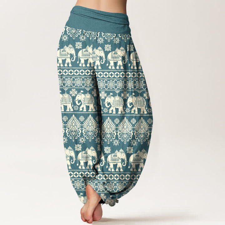 Buddha Stones コットンエレファント トライバルストライプ柄 レディース ゴムウエスト ハーレムパンツ - image 10