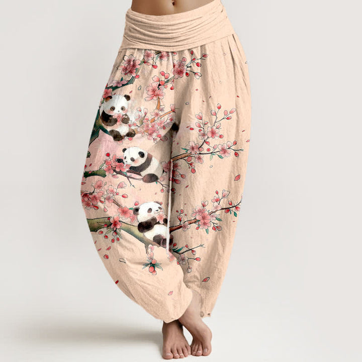 Buddha Stones コットンパンダ桜柄レディースゴムウエストハーレムパンツ - ピーチパフ - US16、 UK/AU20、 EU48 (3XL) - image 8
