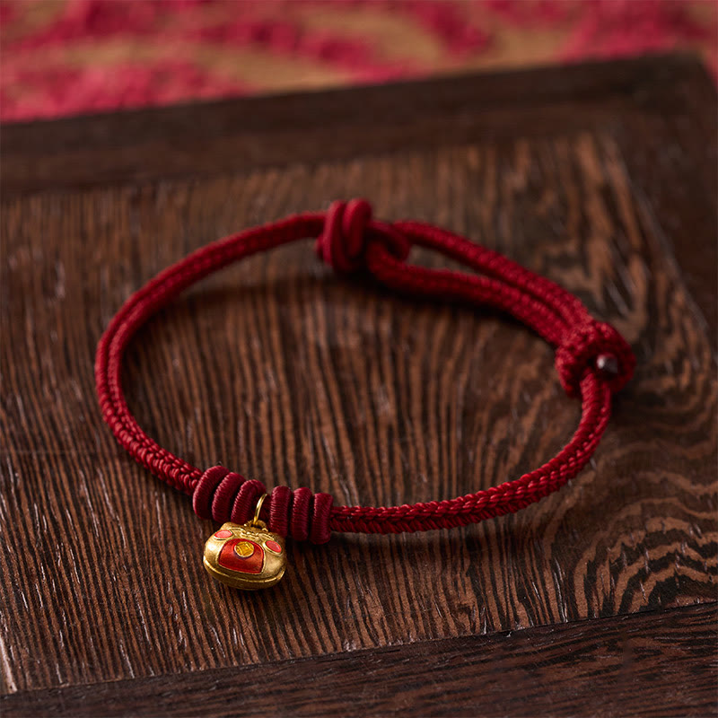 Buddha Stones ゴールドメッキ925スターリングシルバー製猫モチーフの赤紐守護ブレスレット - image 12