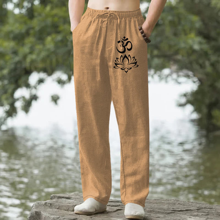 Buddha Stones コットン素材、蓮の花柄、ポケット付きメンズテーパードパンツ - ペルー - US/UK/AU50、EU60（5XL） - image 4