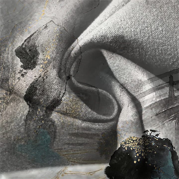 Buddha Stones 純綿インク風景竹柄ドローストリング付きメンズテーパードパンツ（ポケット付き） - image 6