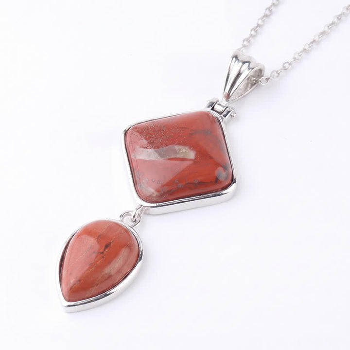 Buddha Stones 天然石オパールダブルペンダントカームネックレス - レッドジャスパー - image 20