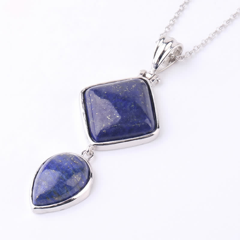 Buddha Stones 天然石オパールダブルペンダントカームネックレス - ラピスラズリ - image 18