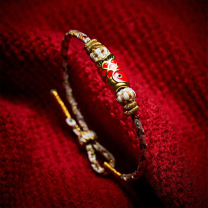 Buddha Stones 鯉の幸運を象徴する手織りストリングブレスレット - image 23