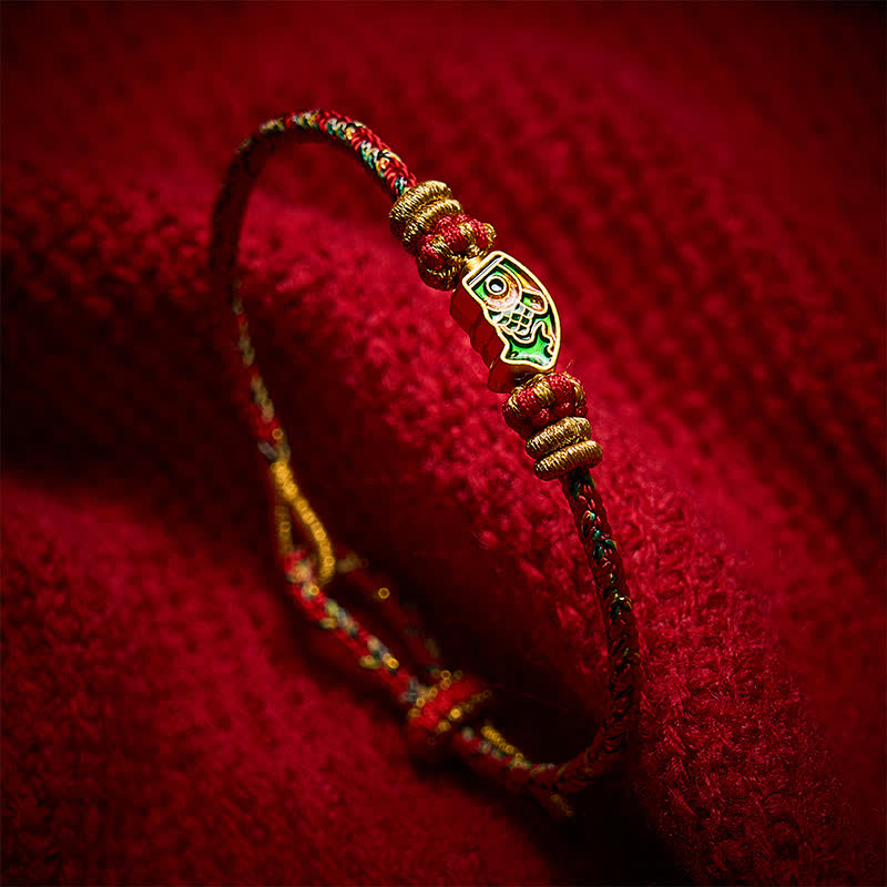 Buddha Stones 手織りの鯉の鯉の丈夫なロープブレスレット - image 13