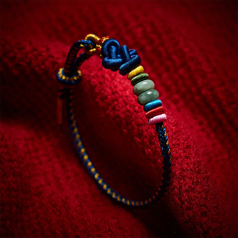 Buddha Stones 手織りの中国結び幸運翡翠紐ブレスレット - image 12