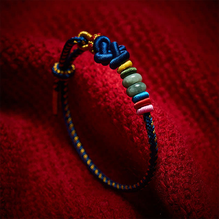 Buddha Stones 手織りの中国結び幸運翡翠紐ブレスレット - image 12