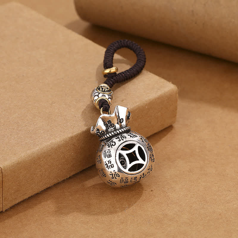 Buddha Stones 銅製の福の文字入り金袋良縁祈願キーホルダー - image 3