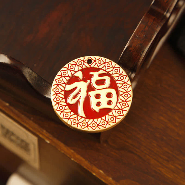 Buddha Stones 真鍮製手織り赤紐「福」文字入り良縁祈願のタッセルキーホルダー - image 11