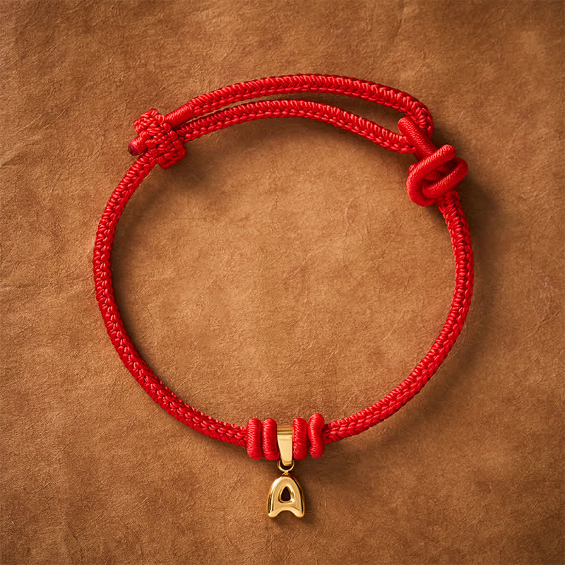 Buddha Stones チタン鋼製文字入り赤紐の信仰ブレスレット - A - 6.7～7.5インチ（17～19cm） - image 1