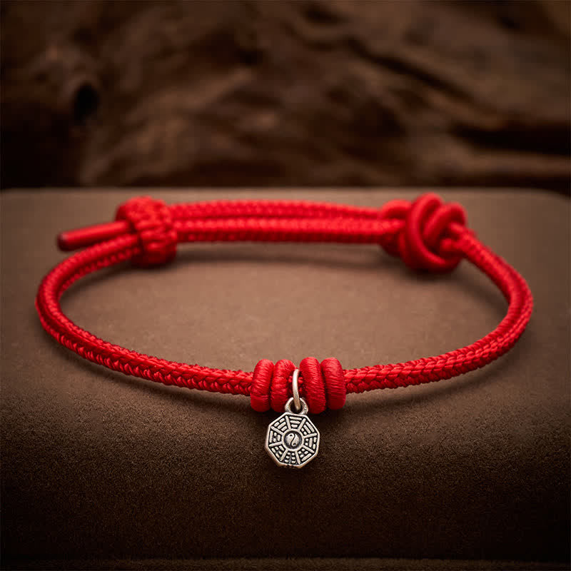Buddha Stones 925スターリングシルバー製八卦赤紐コネクションブレスレット - 赤紐 - 6.7～7.5インチ（17～19cm） - image 0