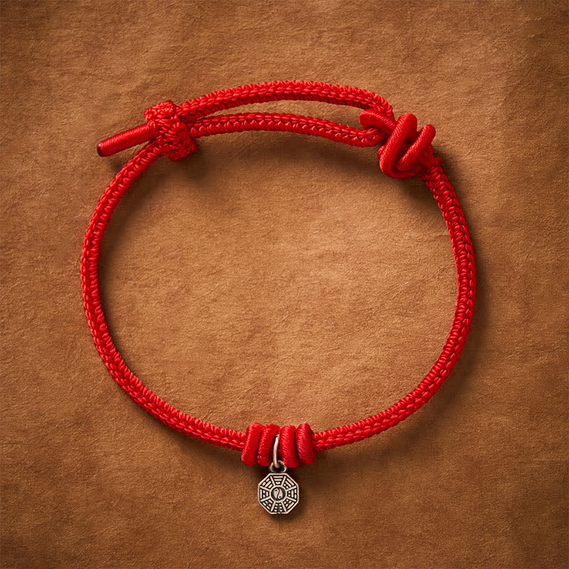 Buddha Stones 925スターリングシルバー製八卦赤紐コネクションブレスレット - image 1