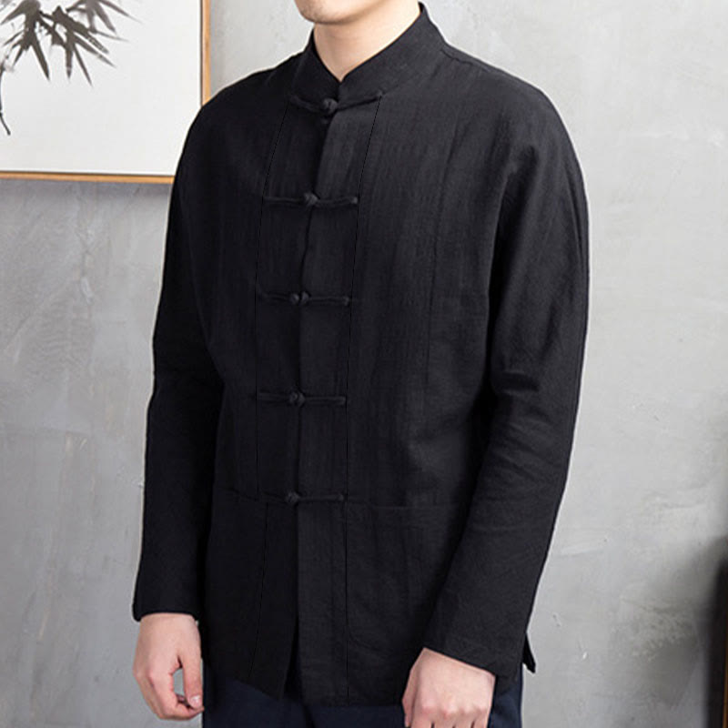 Buddha Stones無地カジュアルカエルボタンメンズシャツ - image 18