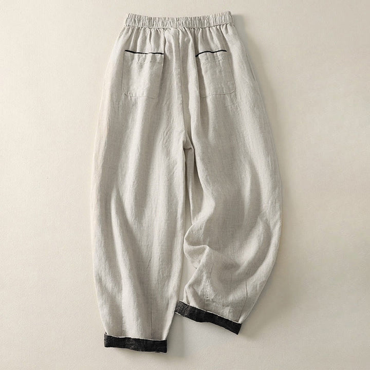 Buddha Stones夏用 カジュアル 無地 ドローストリング付き レディース ハーレムパンツ ポケット付き - image 1