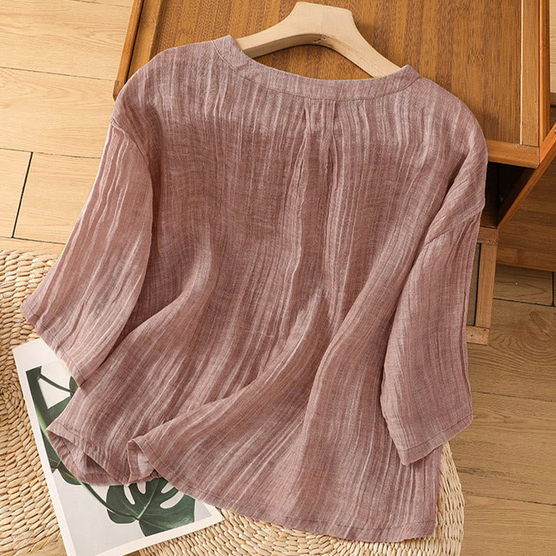 Buddha Stonesカジュアル サマー 無地 クルーネック レディース 七分袖 Tシャツ - image 25