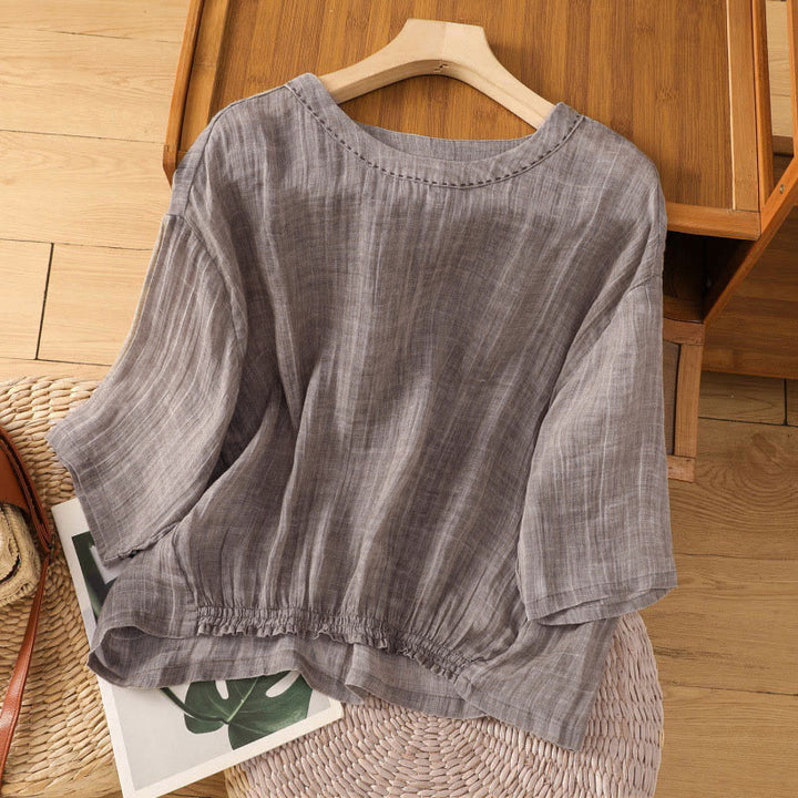 Buddha Stonesカジュアル サマー 無地 クルーネック レディース 七分袖 Tシャツ - タン - US12、 UK/AU16、 EU44 (2XL) - image 16