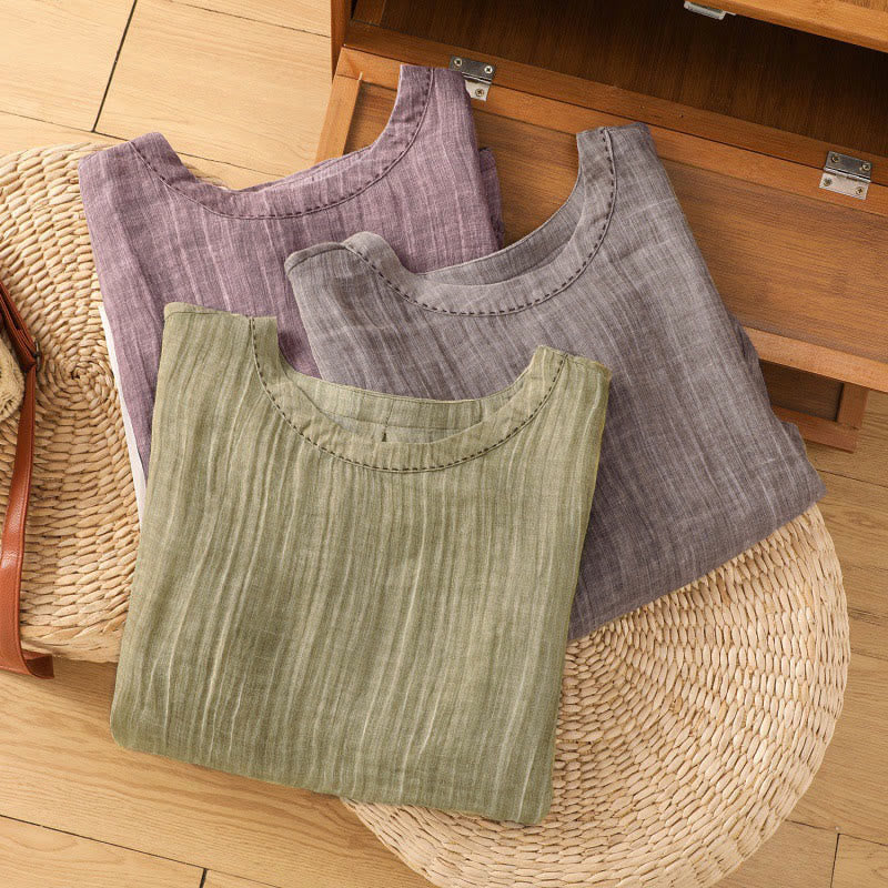 Buddha Stonesカジュアル サマー 無地 クルーネック レディース 七分袖 Tシャツ - image 30