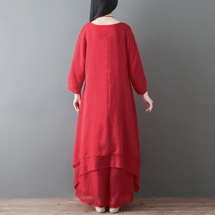 Buddha StonesVネック ミディ丈チュニックドレス ワイドレッグパンツ 瞑想 禅 練習 ダンスウェア - image 9
