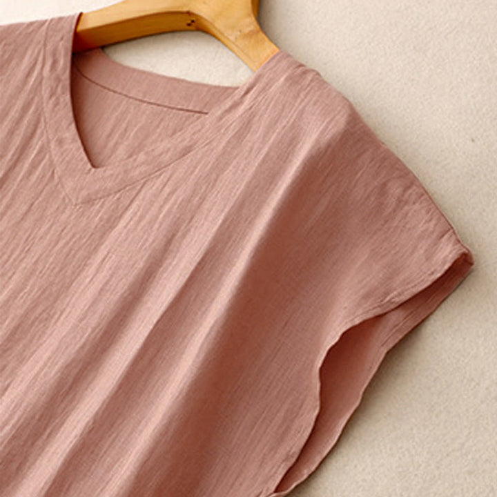 Buddha Stonesカジュアル アーティスティック 無地 シンプルデザイン ハイウエスト 半袖 ミディ丈ワンピース ポケット付き - image 15