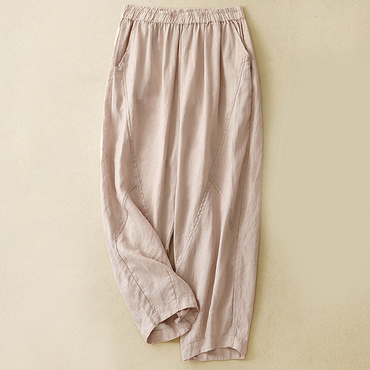 Buddha Stonesカジュアル 無地 クロップドパンツ レディース リネン ハーレムパンツ ポケット付き - ピーチパフ - US8-10，UK/AU12-14，EU40-42 (2XL) - image 20