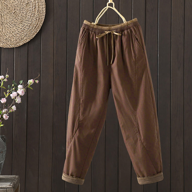 Buddha Stones柄の無地レディースハーレムサーマルパンツ（ポケット付き） - シエナ - US8-10，UK/AU12-14，EU40-42 (2XL) - image 5