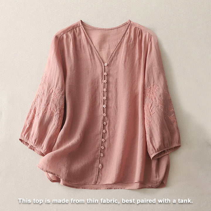 Buddha Stones刺繍入りボタンダウンレディースシャツ - image 23