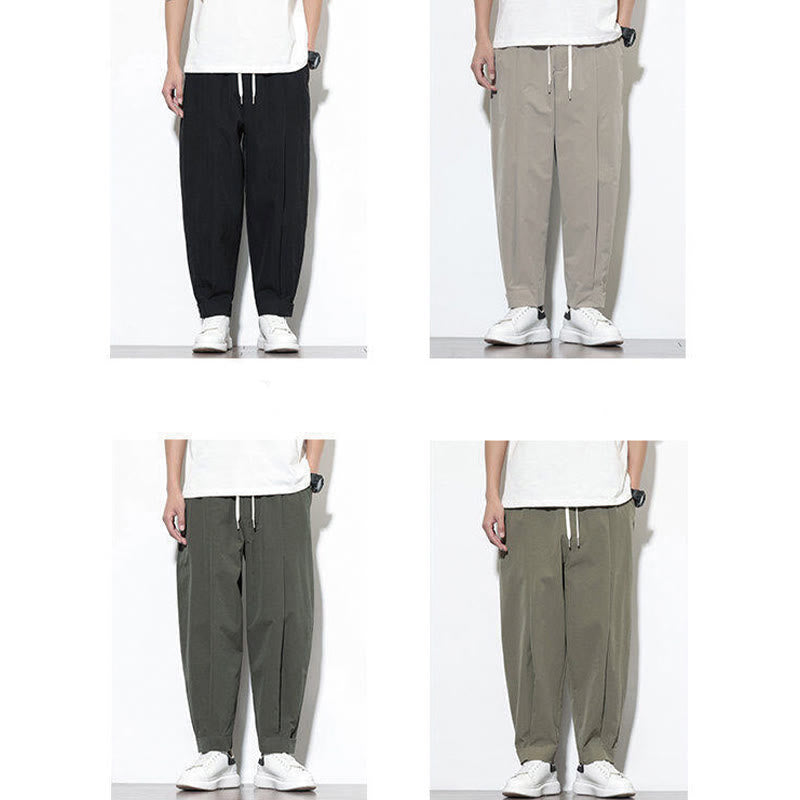 Buddha Stonesカジュアル 無地 ドローストリング メンズ ハーレムパンツ ポケット付き - image 18