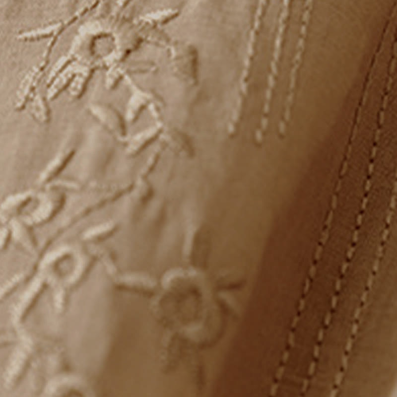 Buddha Stonesカジュアル レディース 刺繍入り花柄 Vネック ゆったり半袖シャツ - image 15