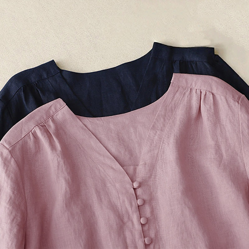 Buddha StonesVネックデザイン レディース長袖シャツ - image 12