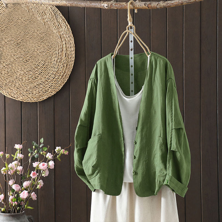 Buddha Stones無地 Vネック レディースジャケット ポケット付き - ミディアムシーグリーン - US14、 UK/AU18、 EU46 (2XL) - image 17