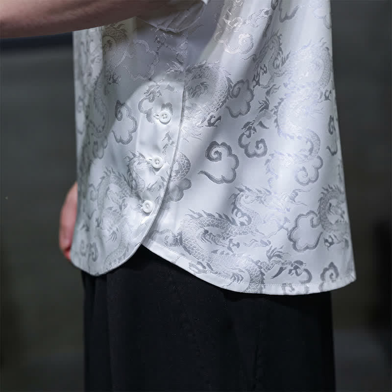 Buddha Stones 夏物 ヴィンテージ 唐風 マンダリンカラー 龍雲柄 メンズ 半袖シャツ - image 20