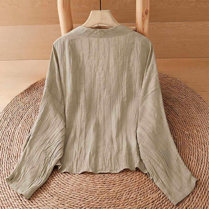 Buddha Stones 夏物カジュアル ボヘミアン風 しわ加工 ドローストリング付き 無地 レディース 着物 - image 1