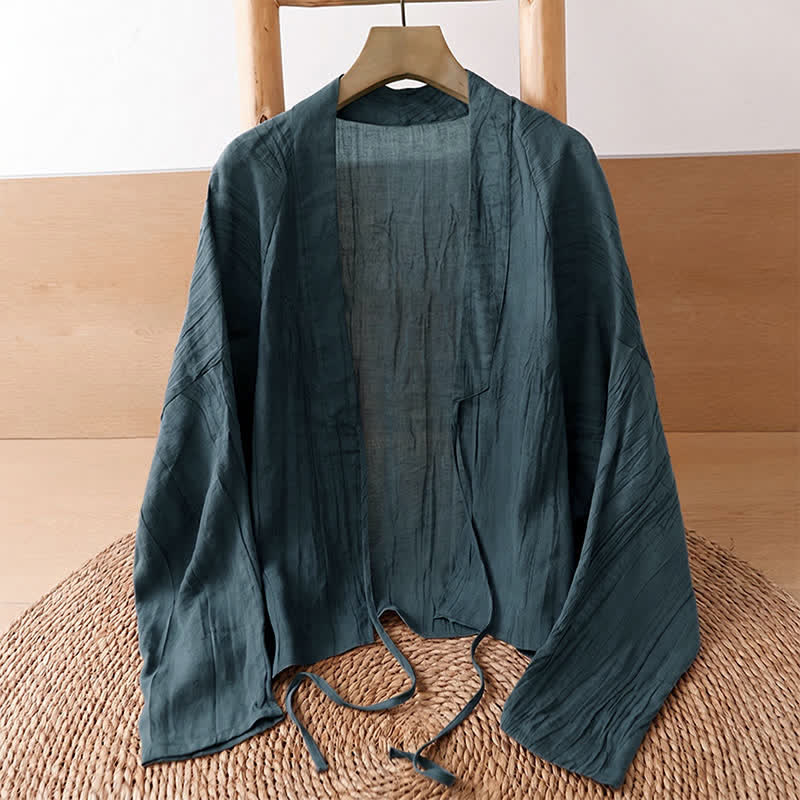 Buddha Stones 夏物カジュアル ボヘミアン風 しわ加工 ドローストリング付き 無地 レディース 着物 - image 11