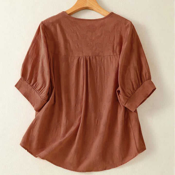 Buddha Stones無地クルーネックデザイン レディース ゆったり半袖Tシャツ - image 8