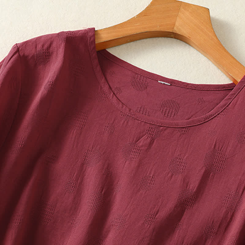 Buddha Stones無地クルーネックデザイン レディース ゆったり半袖Tシャツ - image 14