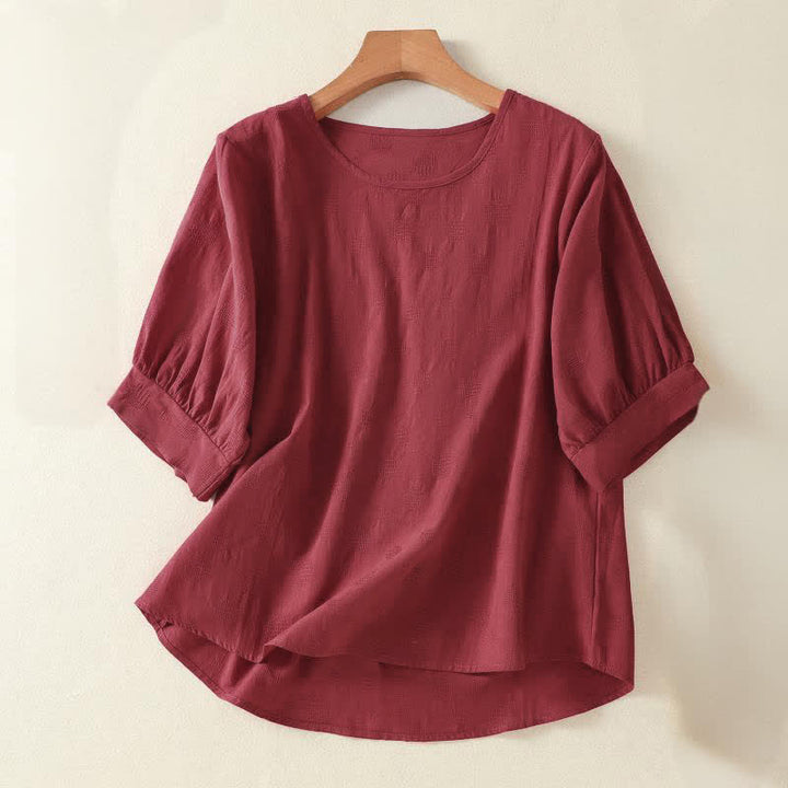 Buddha Stones無地クルーネックデザイン レディース ゆったり半袖Tシャツ - 耐火レンガ - US8-10，UK/AU12-14，EU40-42 (2XL) - image 12